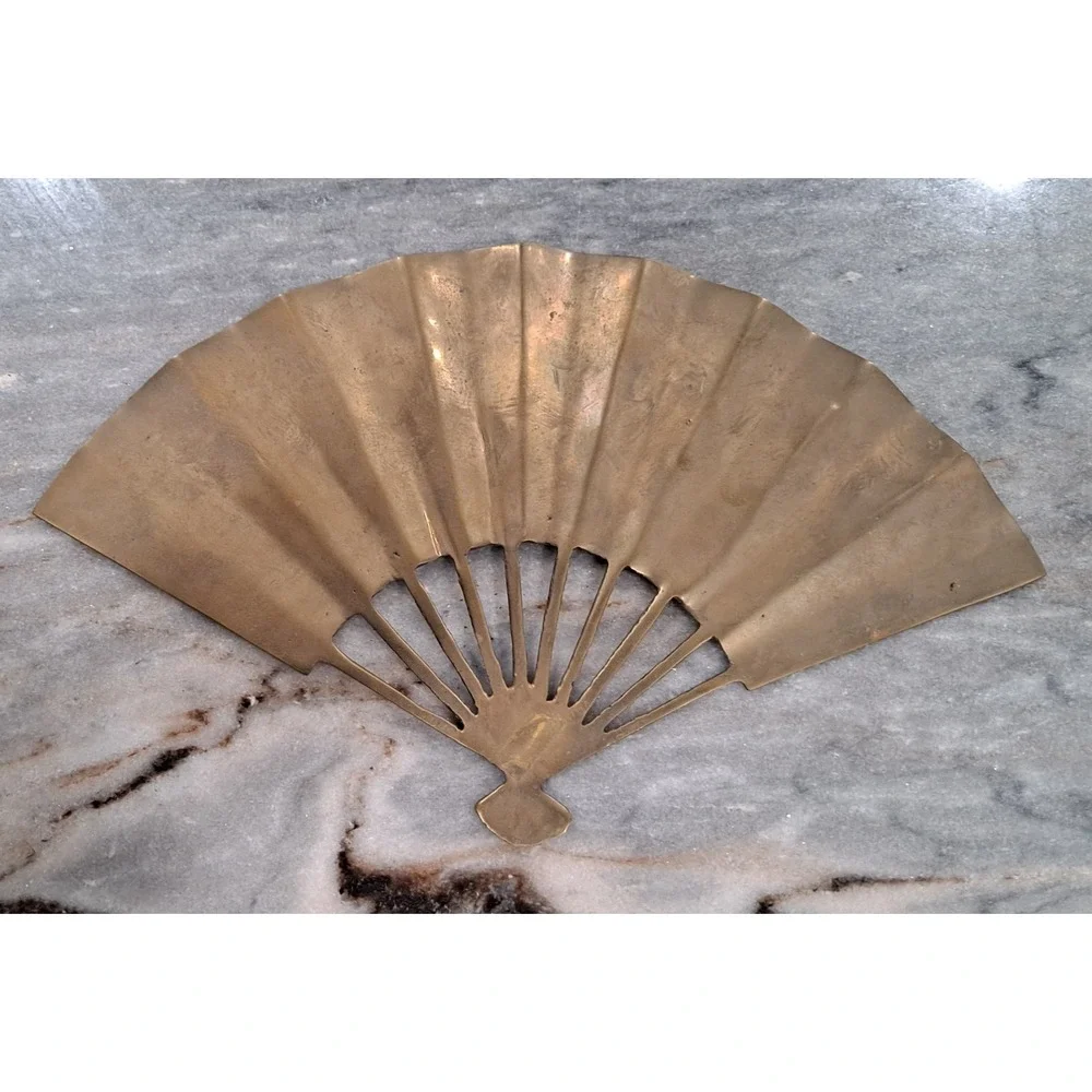 VTG Brass Embossed Hanging Decorative Fan 11.5